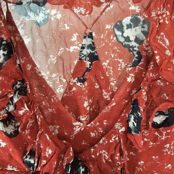 IRO Venecia Top M 38 Women's Casual Summer Printed Long Sleeves Ruffle Size 6 - Picture 8 of 9